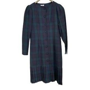 Laura Ashley Plaid Drop Waist Pleated Dress